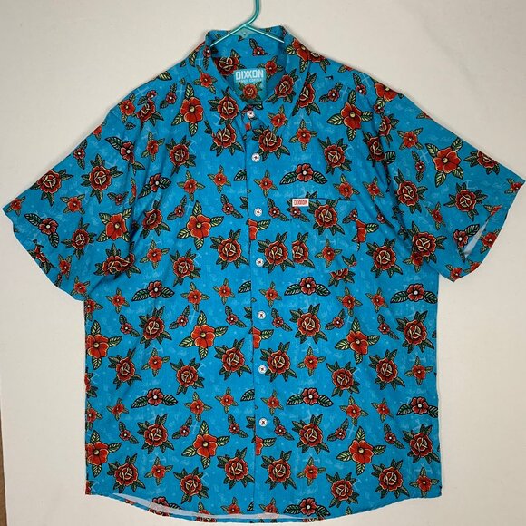 Dixxon Flannel Co Stay Gold Button-up Party Shirt XL Blue Short-Sleeve - Picture 1 of 9